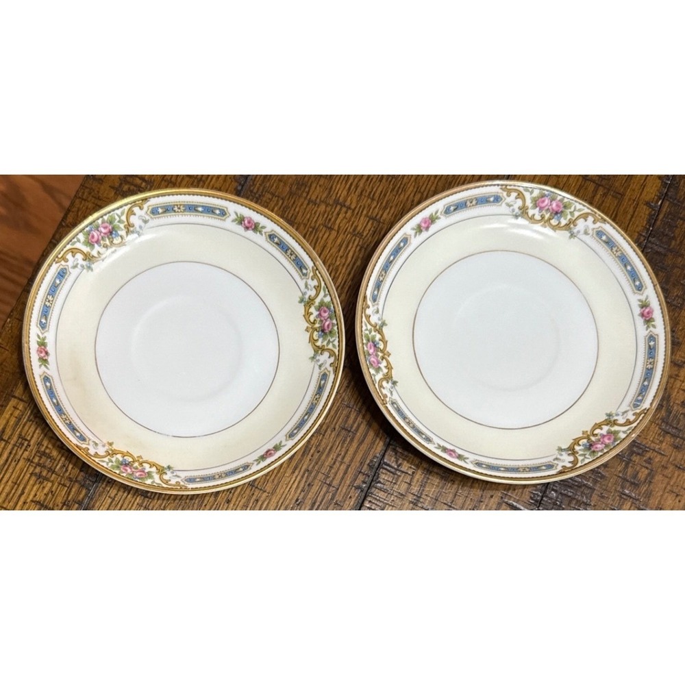 VNTG 1920s Noritake Ybry Saucer Set 2 Morimura Wreath Japan Replacement Plates